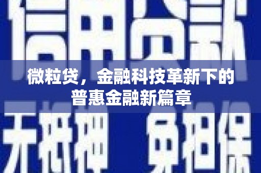三沙微粒贷，金融科技革新下的普惠金融新篇章
