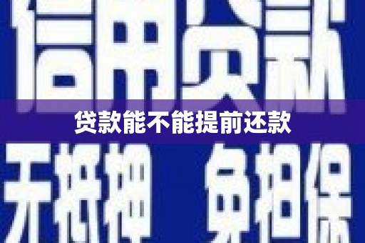 三沙贷款能不能提前还款